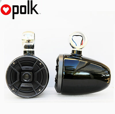 New! Pair of Angle Free Mountable Aluminum Black Pods Polk DB652 300Watt Marine Speaker Installed